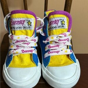 Vintage 1993 Barney Kids' High-Top Sneakers in Yellow & Blue